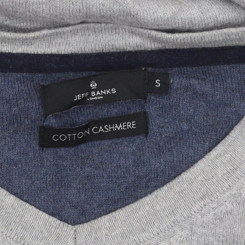 Jeff Banks Men's Grey Cotton Cashmere Pullover Jumper S
