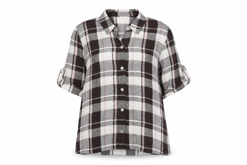Front view of Eastex Women's Multicoloured Check Button-Up Shirt