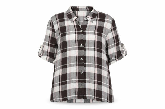 Front view of Eastex Women's Multicoloured Check Button-Up Shirt