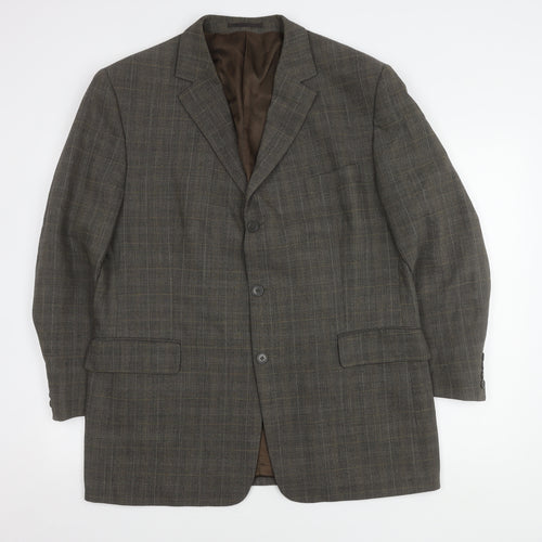 Zignone Men's Brown Check Blazer Jacket Size 44R
