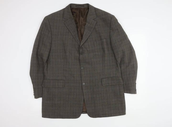 Zignone Men's Brown Check Blazer Jacket Size 44R