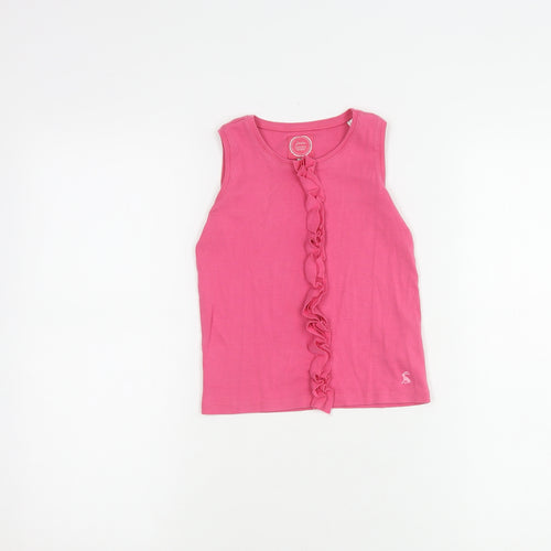 Joules Girls Pink Sleeveless Ruffle Tank Top - Size 6Y