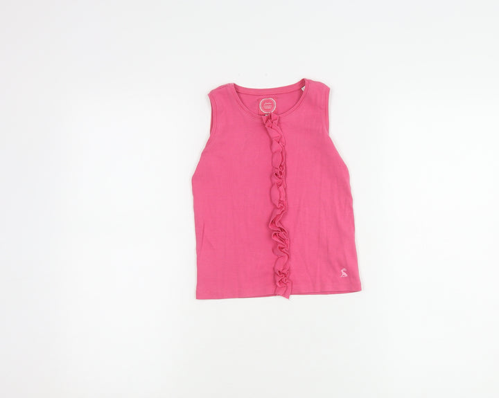 Joules Girls Pink Sleeveless Ruffle Tank Top - Size 6Y