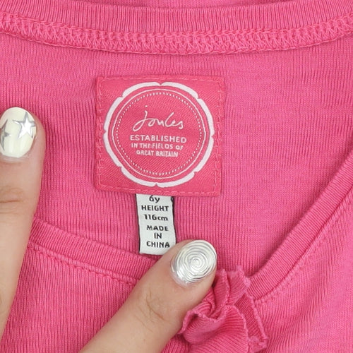Joules Girls Pink Sleeveless Ruffle Tank Top - Size 6Y