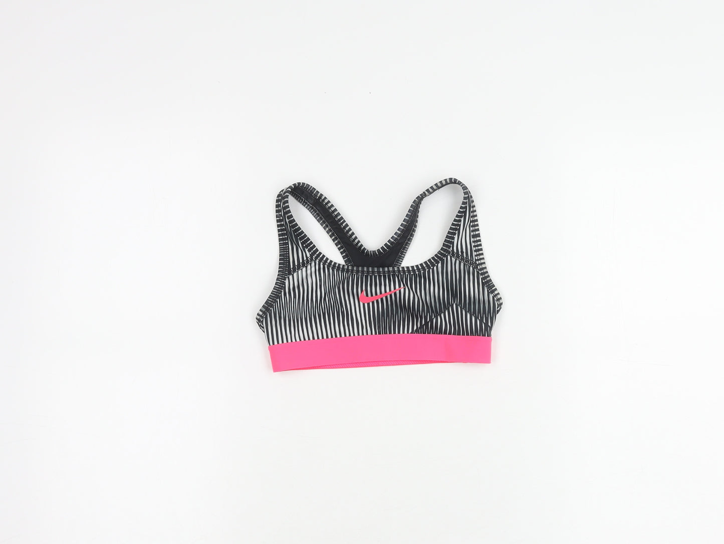Nike Girls Black Pink Striped Dri-Fit Sports Tank Top XS
