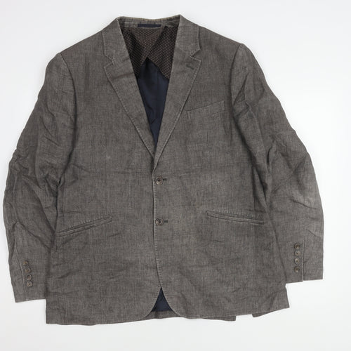 Nigel Hall Men's Grey Linen Blazer, Size 44, Regular Fit