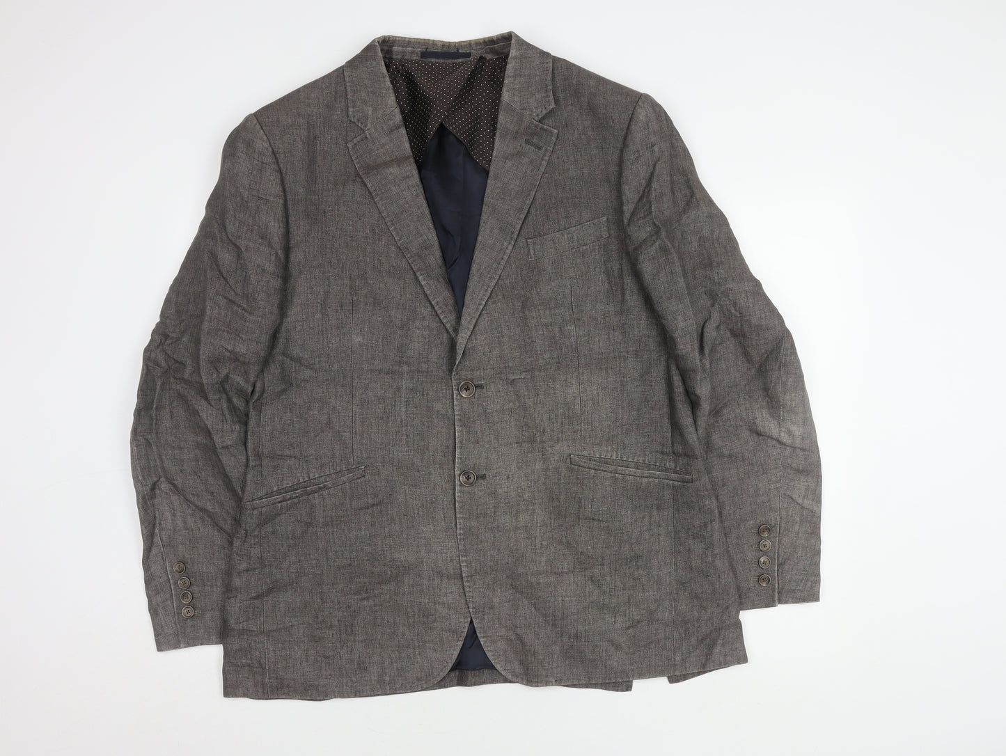 Nigel Hall Men's Grey Linen Blazer, Size 44, Regular Fit