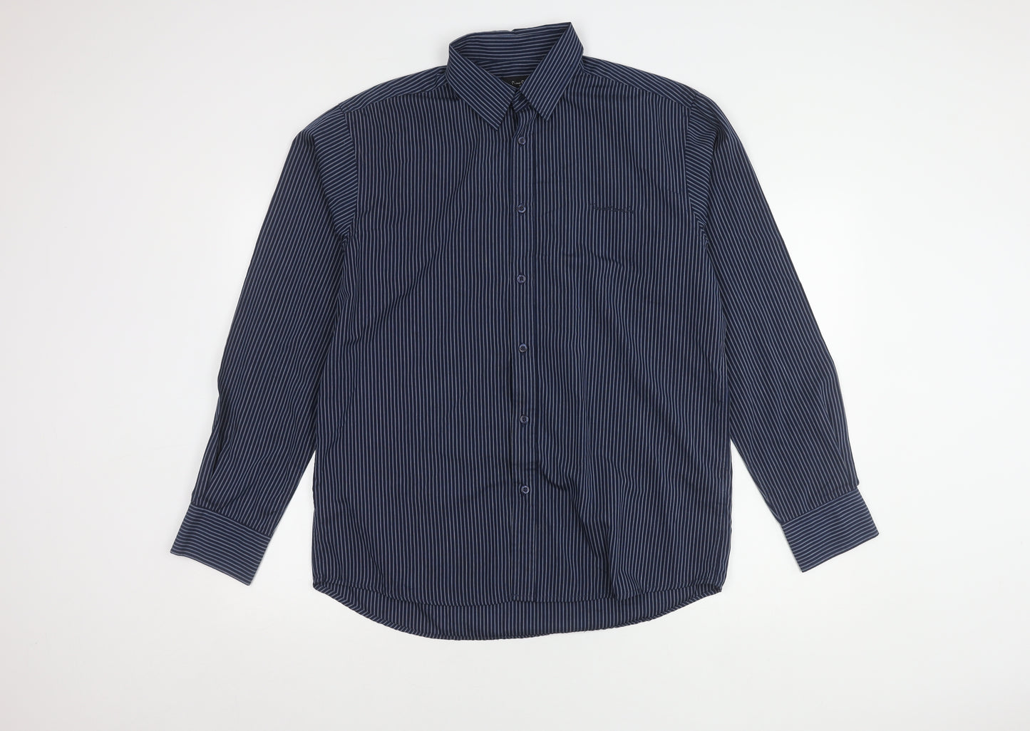 Pierre Cardin Men's Blue Striped Long Sleeve Shirt L