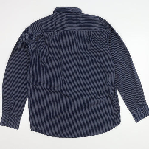 Pierre Cardin Men's Blue Striped Long Sleeve Shirt L