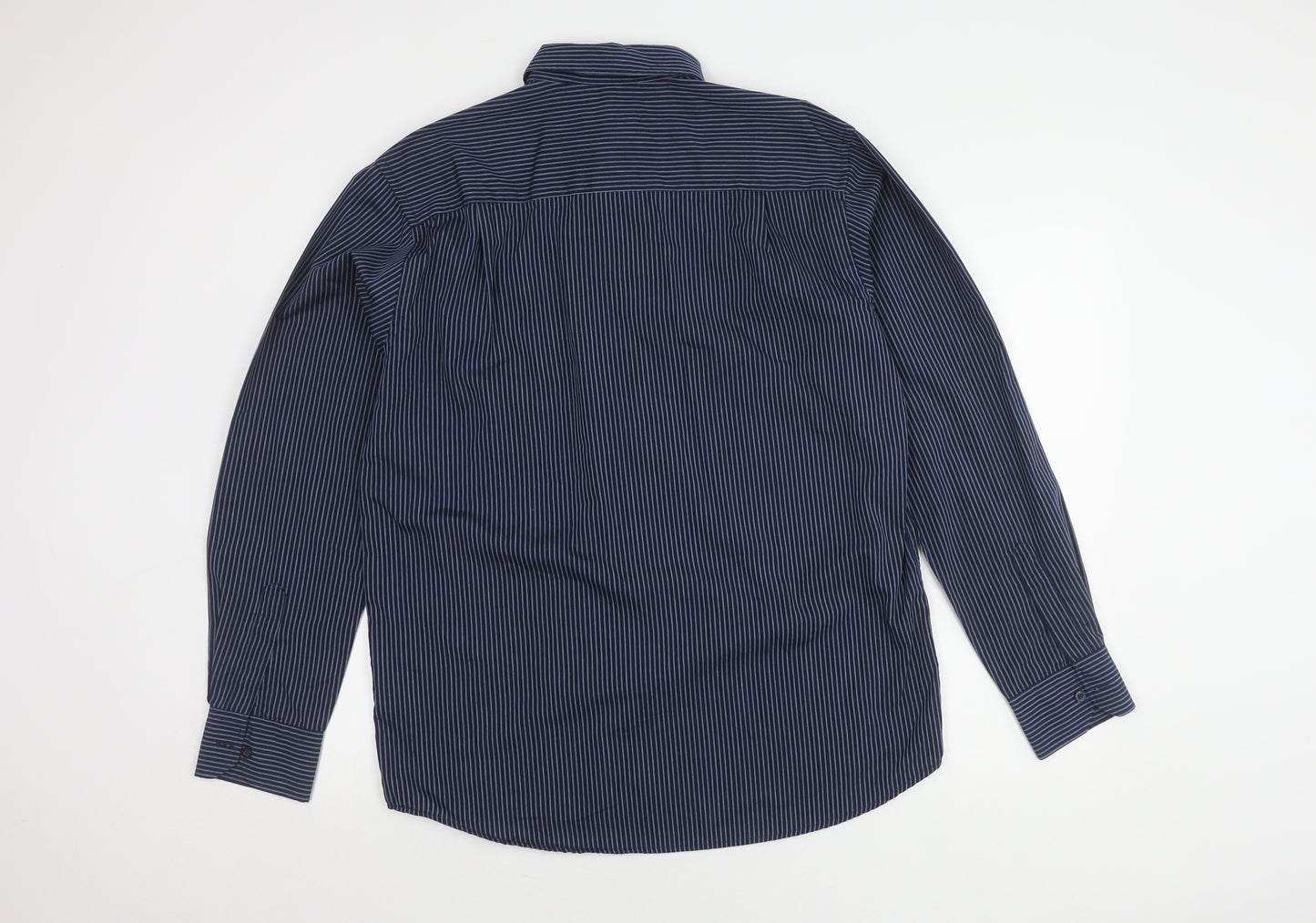 Pierre Cardin Men's Blue Striped Long Sleeve Shirt L