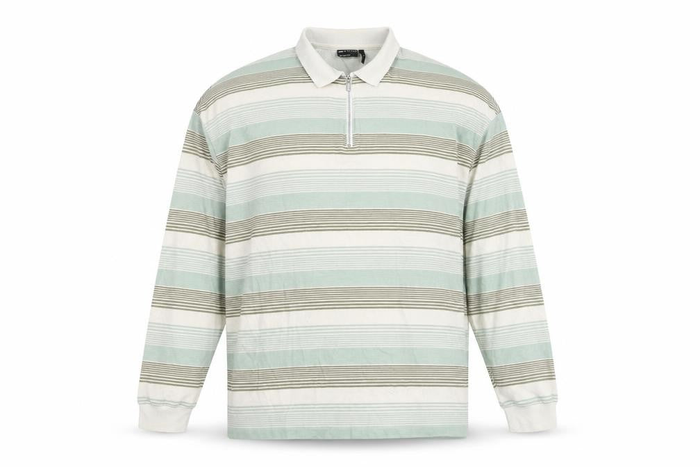 ASOS Men's XL White Striped Long Sleeve Polo Shirt