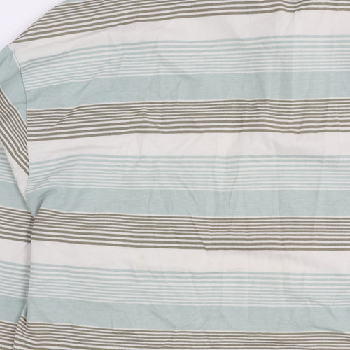 ASOS Men's XL White Striped Long Sleeve Polo Shirt