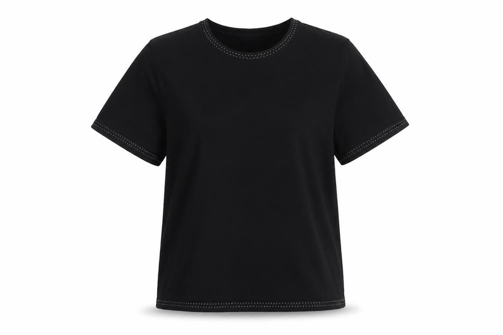 Front view of Alexon Women's Black L Knit Half Sleeve Top
