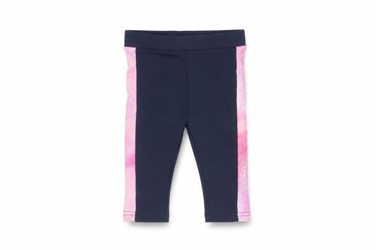 Front view of Sonneti unisex baby leggings, blue pink, 6-9 months, stretch