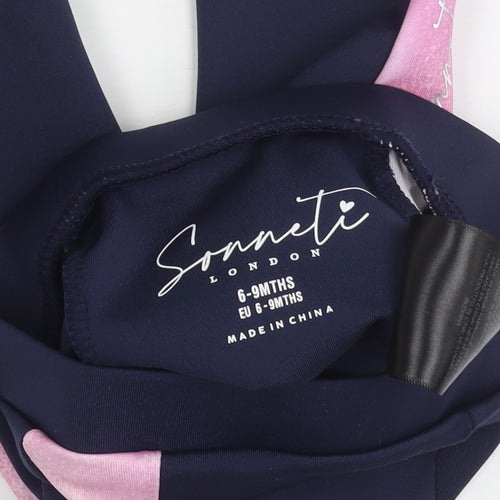 Sonneti Unisex Baby Leggings, Blue Pink, 6-9 Months, Stretch
