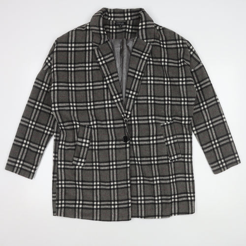 Stella Morgan Women's Grey Plaid Overcoat, Size 12