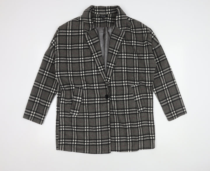 Stella Morgan Women's Grey Plaid Overcoat, Size 12