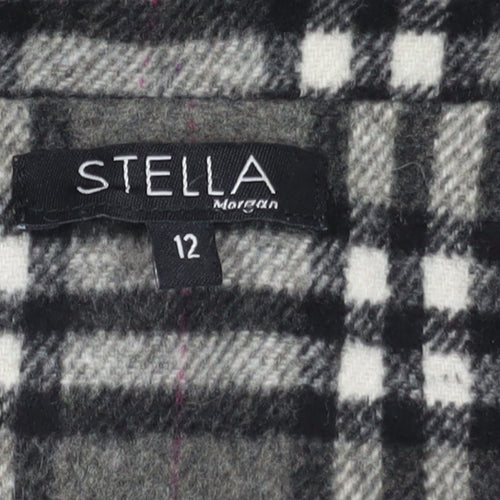 Stella Morgan Women's Grey Plaid Overcoat, Size 12