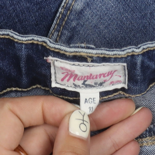 Mandarcy Girls Blue Skinny Jeans 11 Years Cotton Blend
