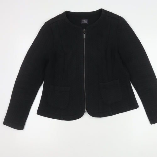 Marks & Spencer Women's Black Zip Jacket, Size 14, Excellent