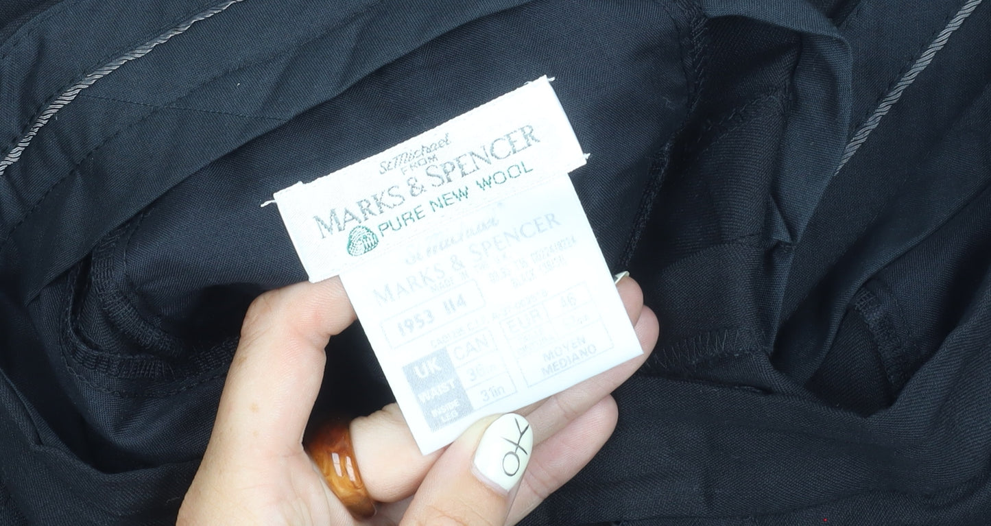 Marks and Spencer Men's Black Wool Dress Trousers