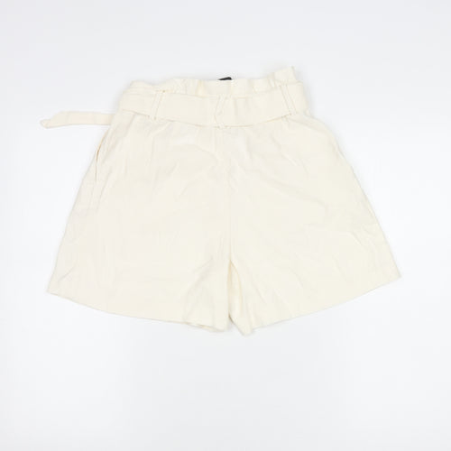 H&M Women's Ivory Paperbag Shorts Size 8