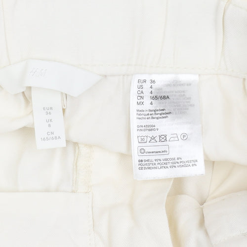 H&M Women's Ivory Paperbag Shorts Size 8
