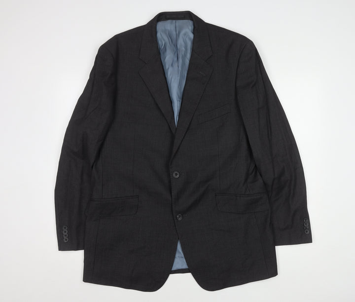 T.M. Lewin Men's Black Wool Blazer - Size 44, Business Style