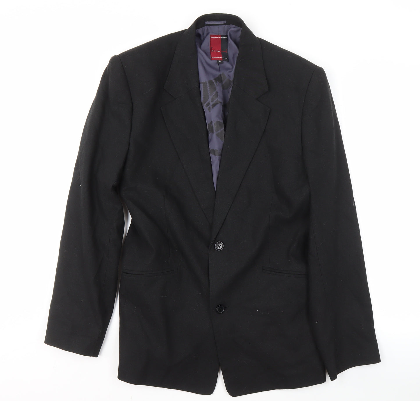 st-martins Men's Black Blazer, L, Formal Jacket