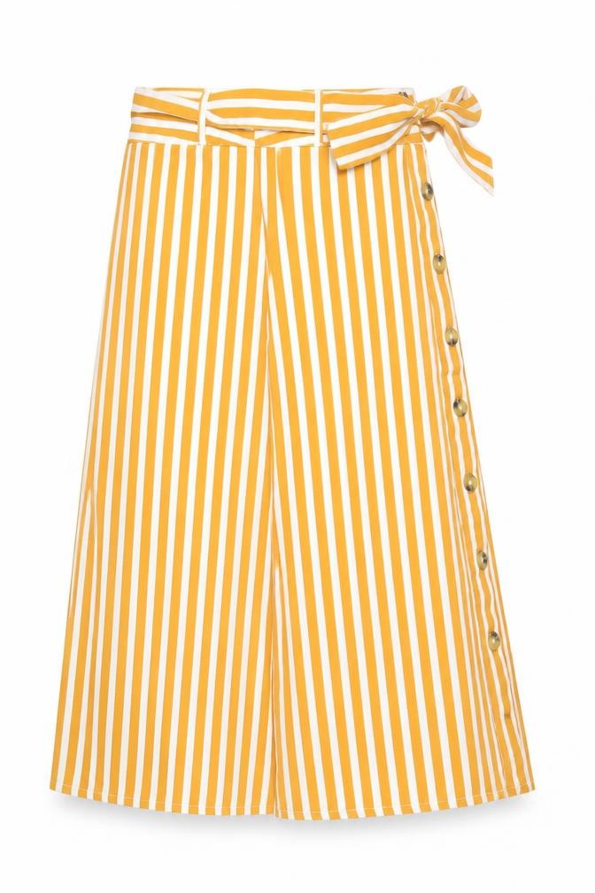 Front view of ESMARA Women’s Yellow Striped Skirt, size UK 12