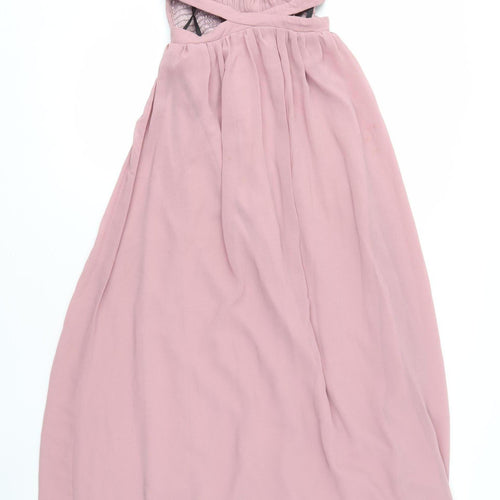 Little Mistress Women's Pink Long A-Line Dress Size 8