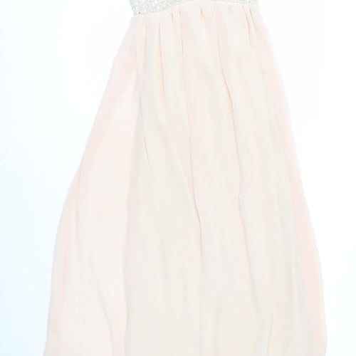 AX Paris Women's Pink A-Line Long Dress, Size 10