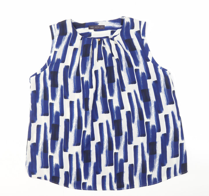 Marks and Spencer Women's Blue Geometric Blouse