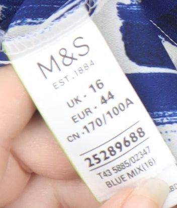 Marks and Spencer Women's Blue Geometric Blouse