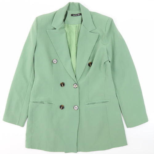 Boohoo Women's Green Blazer, Size 10, Double-Breasted