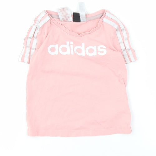 Adidas Girls Pink T-Shirt, 4-5 Years, Short Sleeve, Breathable