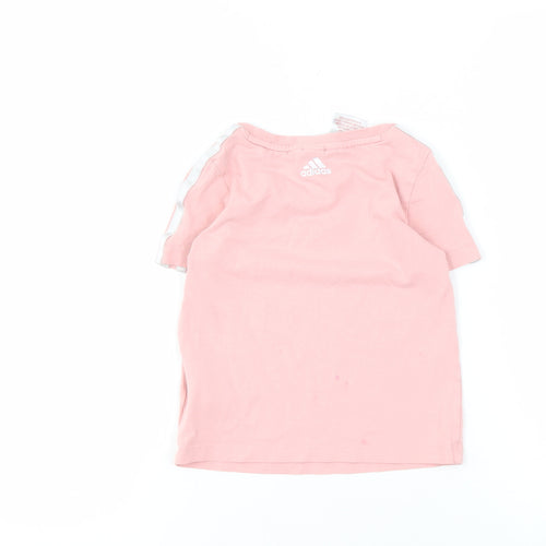 Adidas Girls Pink T-Shirt, 4-5 Years, Short Sleeve, Breathable