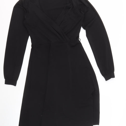 Warehouse Women's Black Knee Length V-Neck Dress