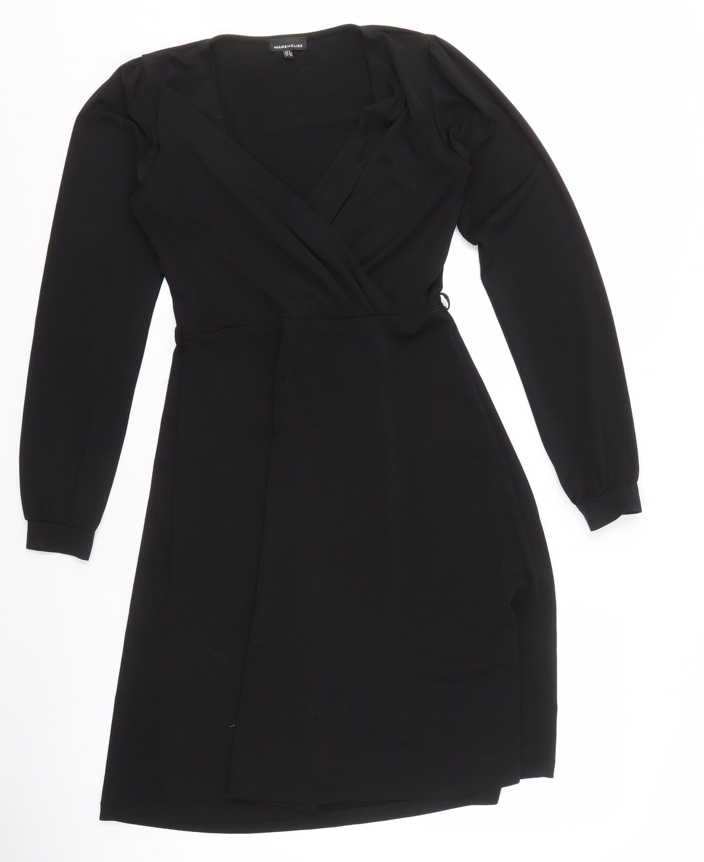 Warehouse Women's Black Knee Length V-Neck Dress