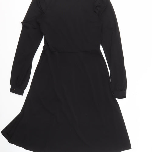 Warehouse Women's Black Knee Length V-Neck Dress