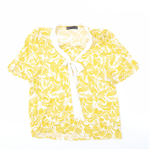 Marks and Spencer Women's Yellow V-Neck Bow Top Size 16
