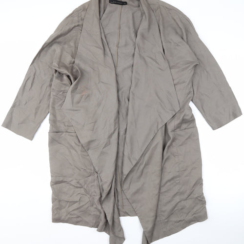 Zara Woman Grey Coatigan for Women - Size M, Open Style