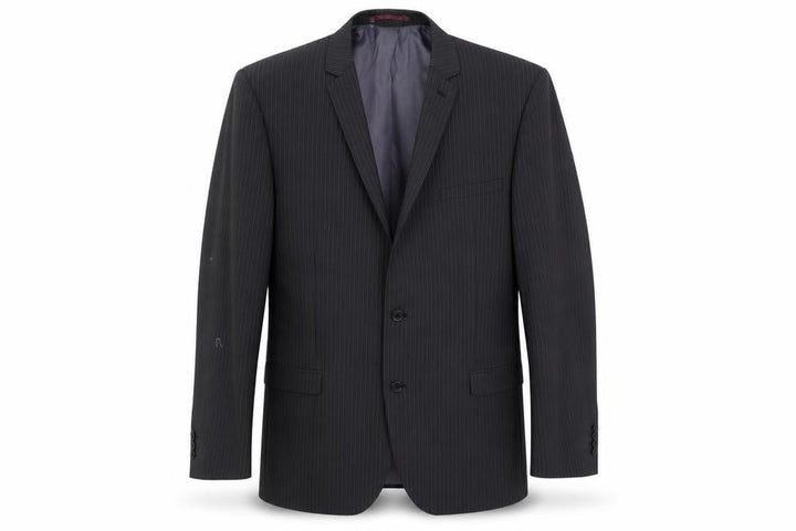 Front view of Next Men's Black Striped Long Blazer, size 44L, Formal