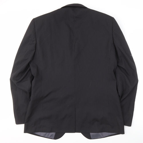 Next Men's Black Striped Long Blazer, Size 44L, Formal