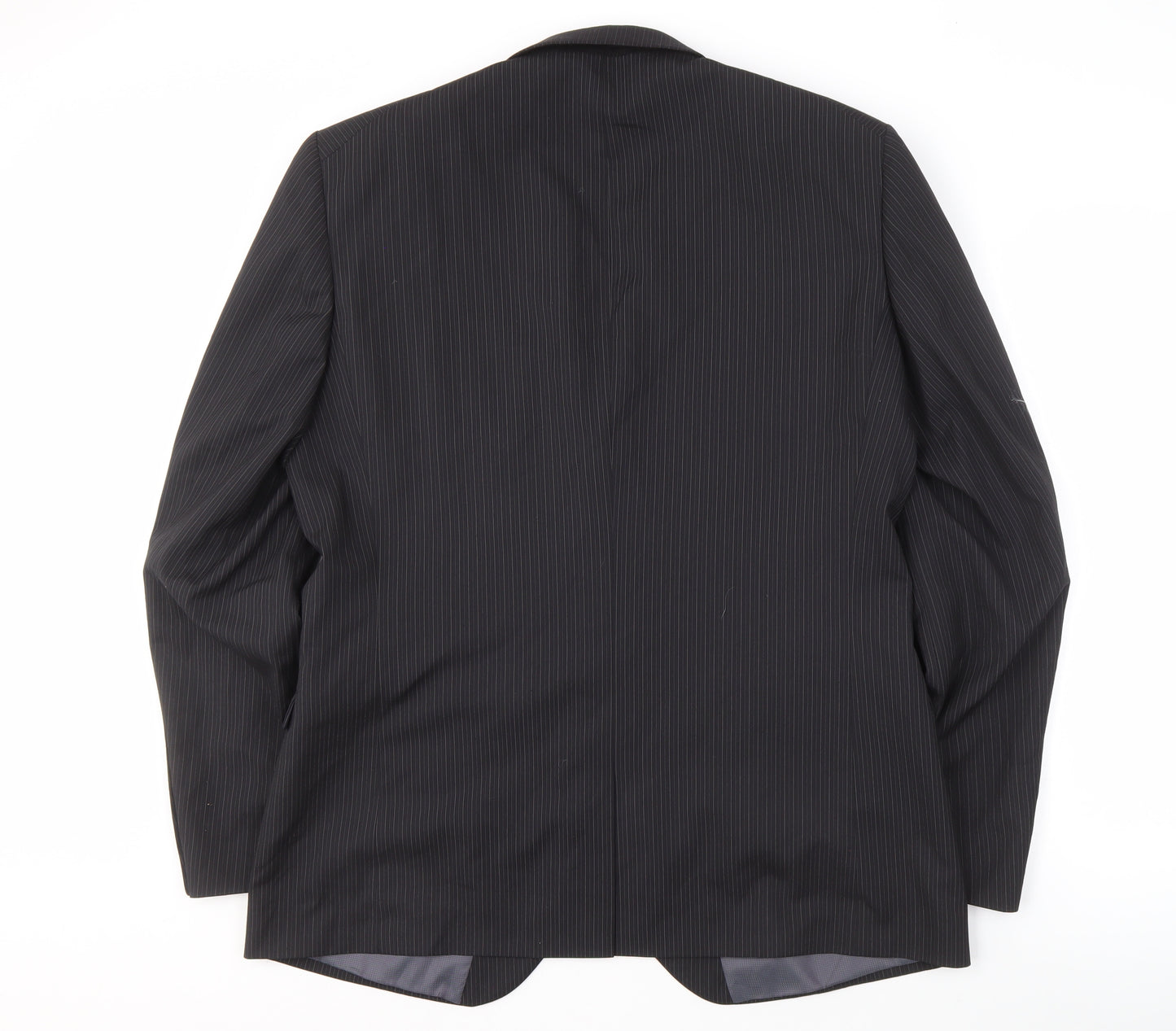 Next Men's Black Striped Long Blazer, Size 44L, Formal
