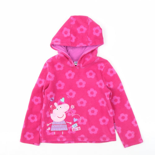 M&Co Girls Pink Peppa Pig Floral Pullover Hoodie, 3-4 Years