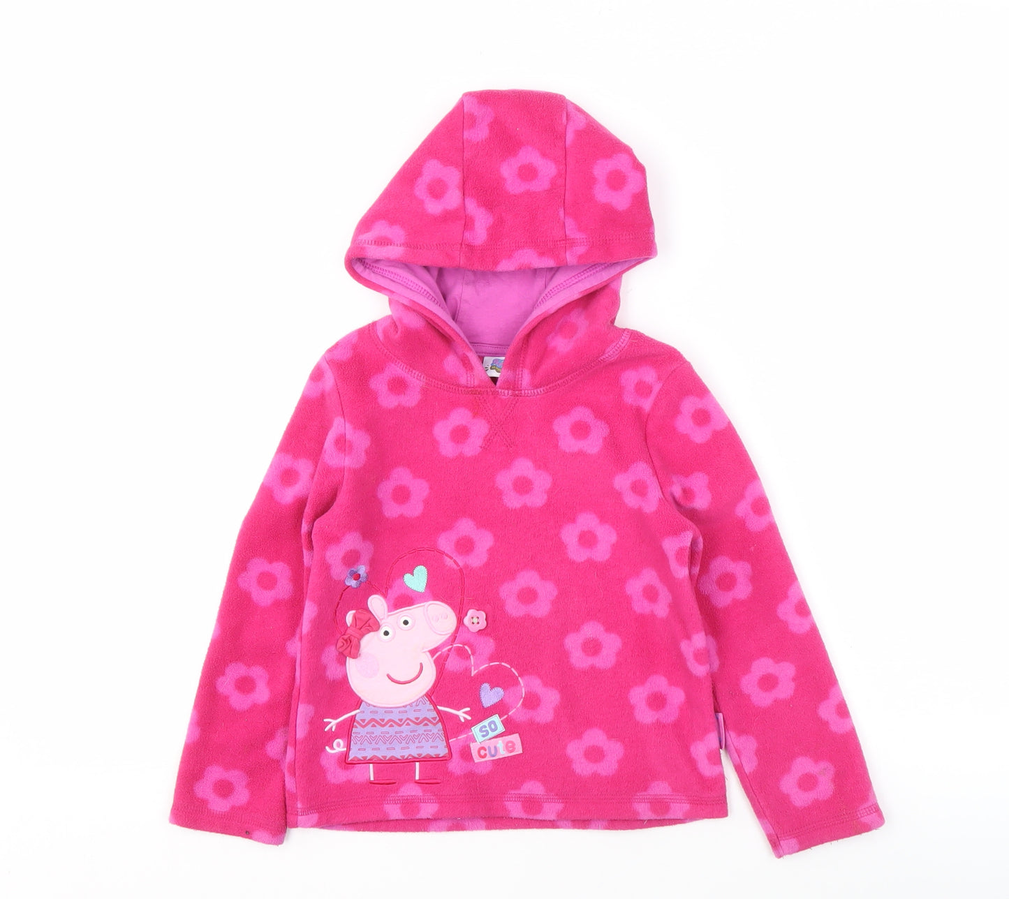M&Co Girls Pink Peppa Pig Floral Pullover Hoodie, 3-4 Years