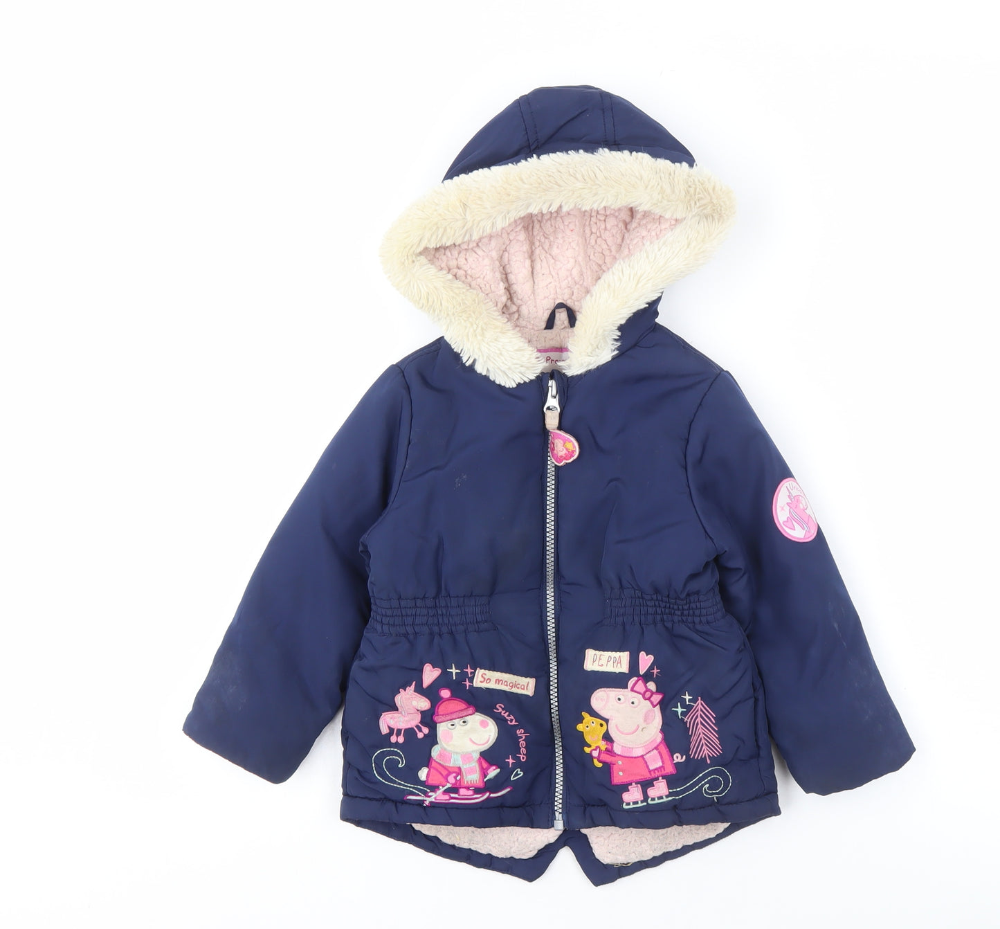 Nutmeg Girls Blue Peppa Pig Hooded Puffer Jacket, 2-3 Years, Winter
