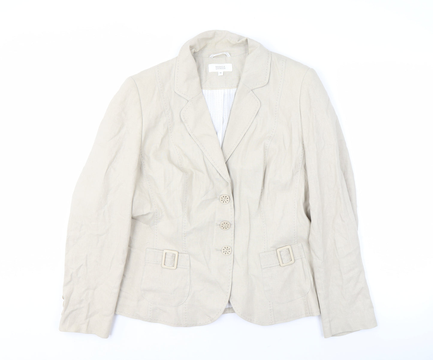Marks and Spencer Beige Women's Blazer Size 18