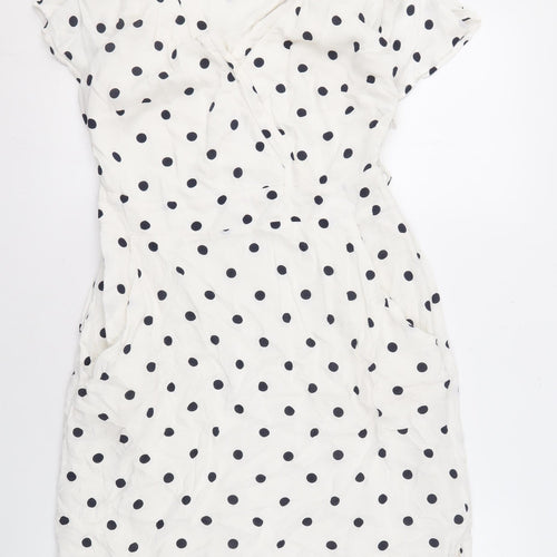 Bravissimo Women's White Polka Dot Dress - Size 10